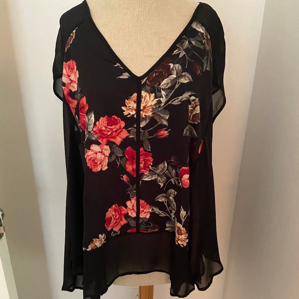 Torrid black floral sheer blouse